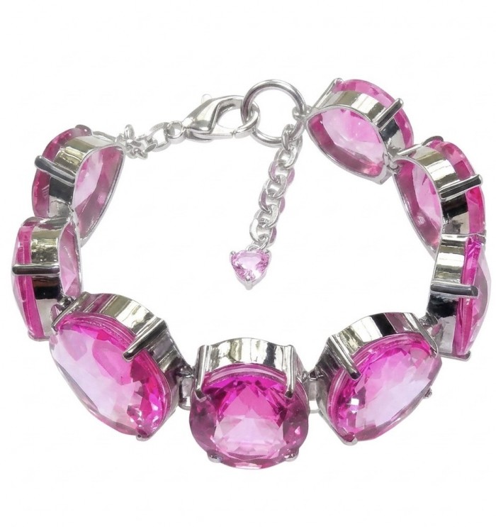 Luxurious 158.4 carat Fuchsia Pink Sapphire .925 Sterling Silver handcrafted Bracelet