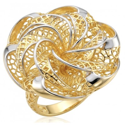 GOLDEN ROSE- Dubai Style - .925 Sterling Silver dipped in 22K Gold handmade Large ring size 6