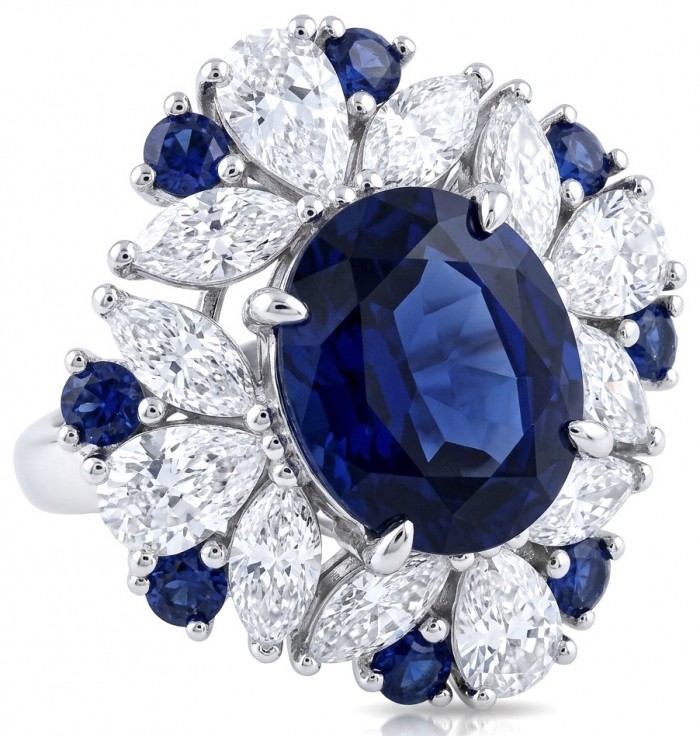 Julietta 20.5 carat Sapphire .925 Sterling Silver handmade Statement ring size 7 1/4
