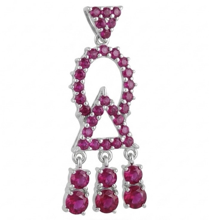 Precious - Art Deco 8.2 carat Ruby rhodium over .925 Sterling Silver handmade earrings
