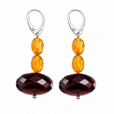 Luminous fossilized Beauty natural Baltic Amber .925 Sterling Silver entirely handcrafted earrings