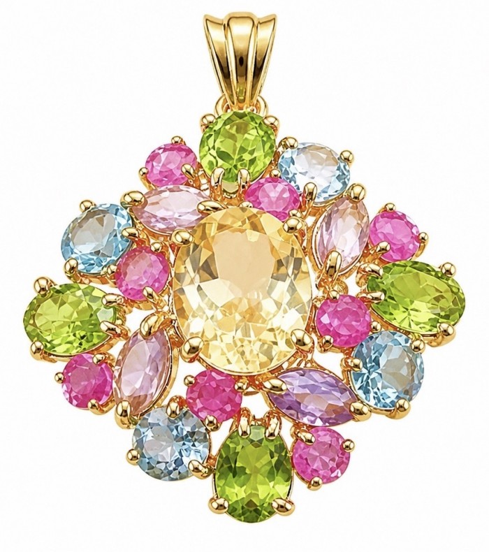 Costa del Sol 18.8 carat Citrine 18K Gold over .925 Sterling Silver handcrafted Statement pendant