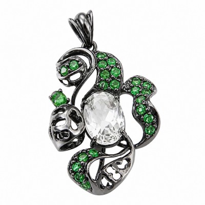 Colors of the Earth Precious 18.5 carat Multigem black rhodium .925 Sterling Silver Statement Pendant