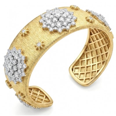 Spectacular authentic 10.8 carat White Topaz 14K Gold over .925 Sterling Silver handmade cuff Bracelet