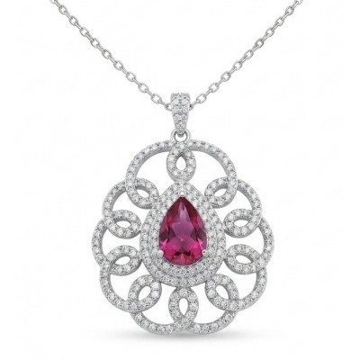 Giovanna - Magnificent Jewel 6.8 carat Ruby .925 Sterling Silver handcrafted incredible Statement Necklace