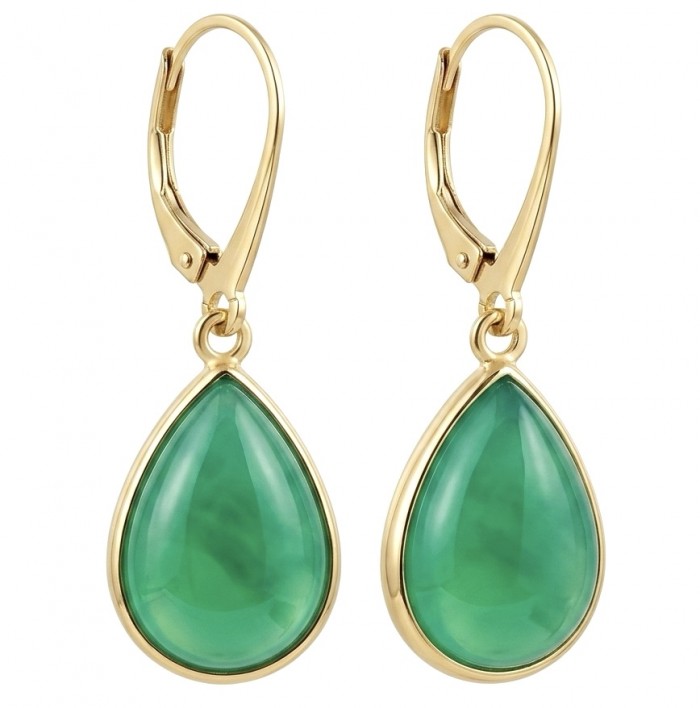 Unique genuine Jade 18K Gold over over .925 Sterling Silver handcrafted earrings