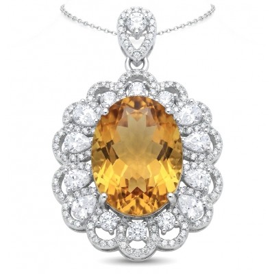 Costa del Sol 18.8 carat Citrine .925 Sterling Silver handcrafted Statement pendant