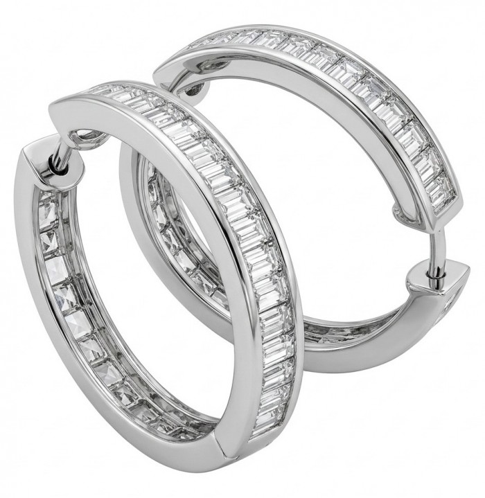 Allure Natural 8.2 carat White Topaz .925 Sterling Silver handcrafted hoop earrings