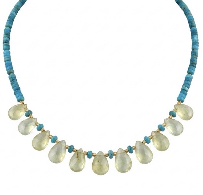 Serenity - 10.2 carat Citrine Turquoise .925 Sterling Silver handmade necklace
