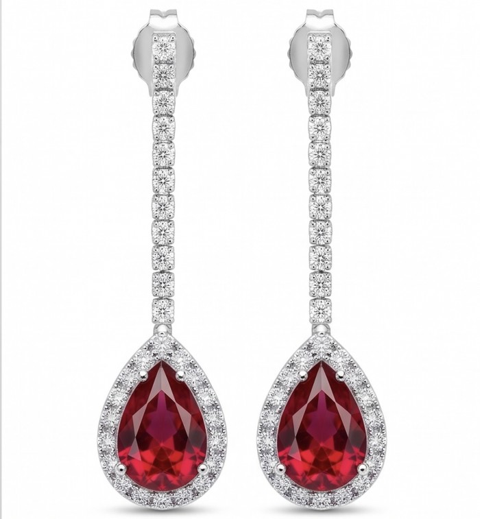 Giovanna - Magnificent Jewel 4.5 carat Ruby .925 Sterling Silver handcrafted incredible earrings