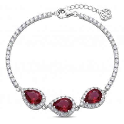 Giuseppina - Magnificent 15.7 carat authentic Ruby rhodium over .925 Sterling Silver handcrafted Statement Bracelet