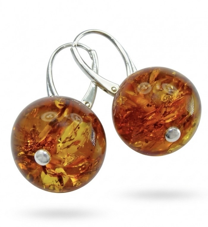 Golden Honey Drops - authentic Baltic Amber .925 Sterling Silver earrings
