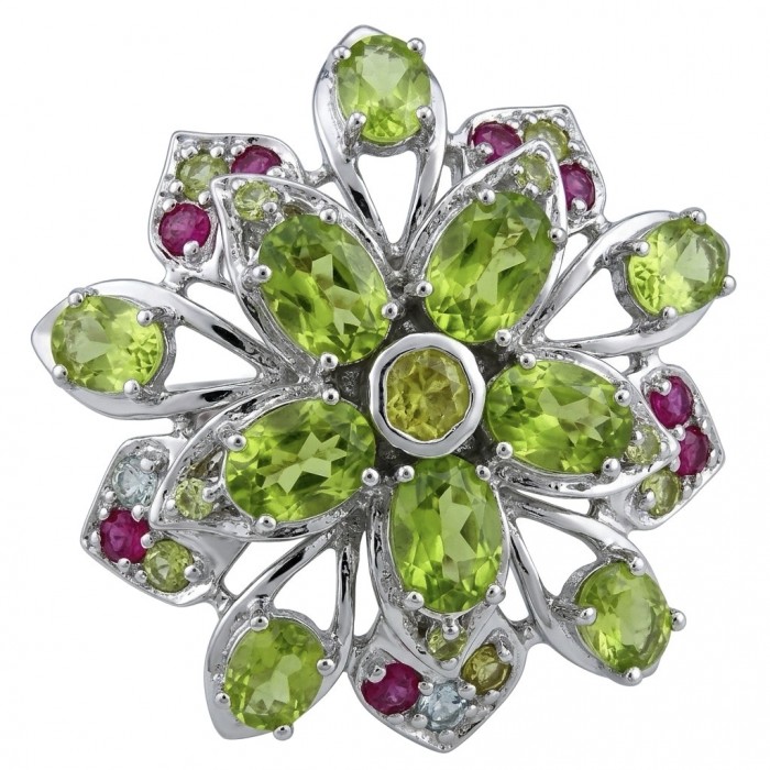 Blooming Spring 10.9 carat authentic Himalayan Peridot .925 Sterling Silver Handcrafted Statement Ring size 8 1/2