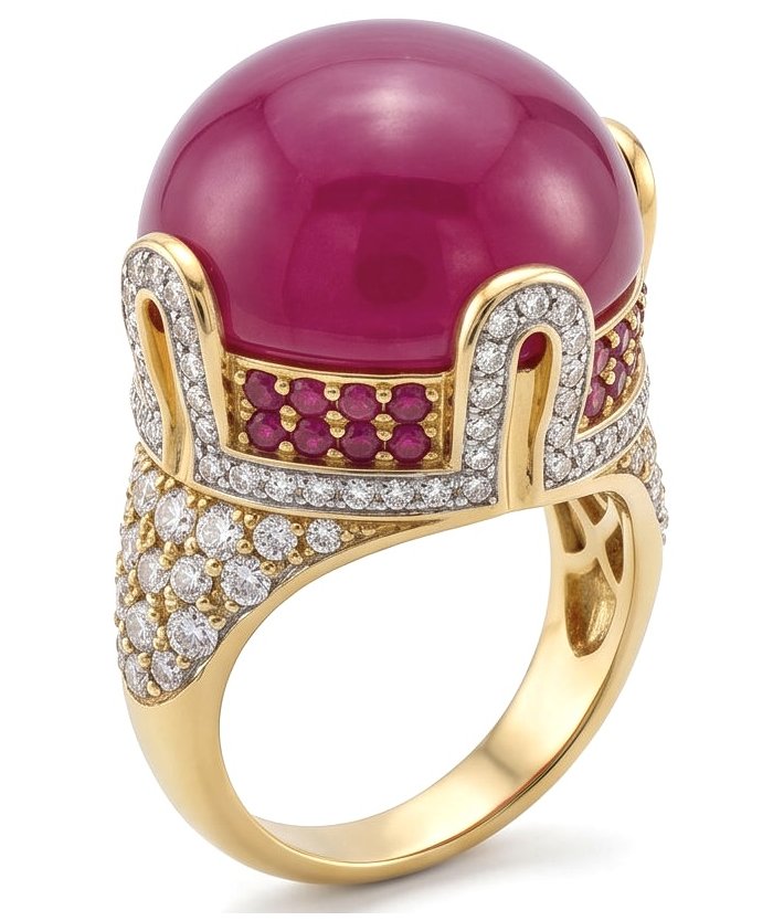 Scarlett 19.7 ctw Mozambique Ruby .925 Sterling Silver dipped in 22K WHITE Gold handcrafted Statement Ring size 7 - video