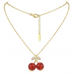Cute Red Cherries golden handmade necklace