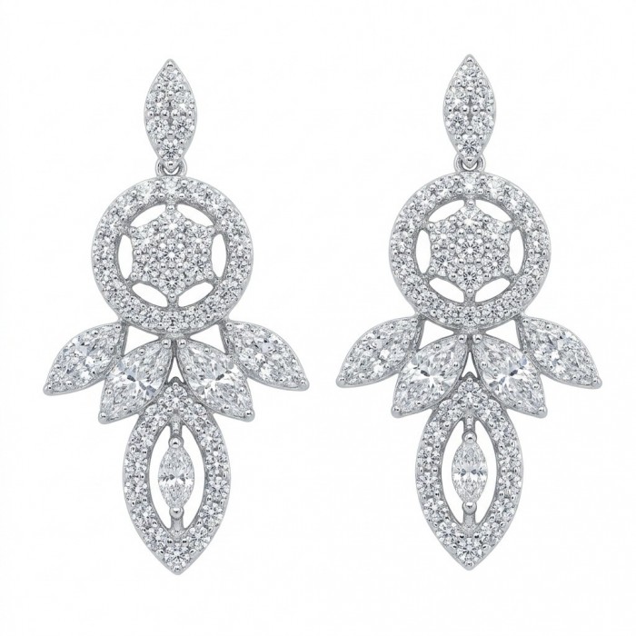 Waves 0.6 carat authentic White Topaz .925 Sterling Silver Handcrafted Earrings