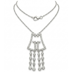 Precious Genuine White Topaz rhodium over .925 Sterling Silver handmade necklace