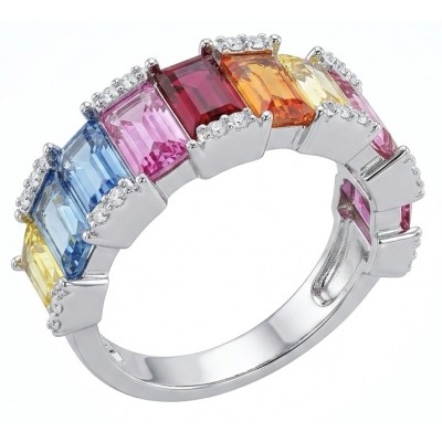 My own Rainbow - authentic 8.7 carat Topaz .925 Sterling Silver Ring size 7