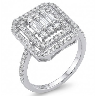 Art Deco 8.6 ctw White TOPAZ .925 Sterling Silver handcrafted Statement Ring size 7