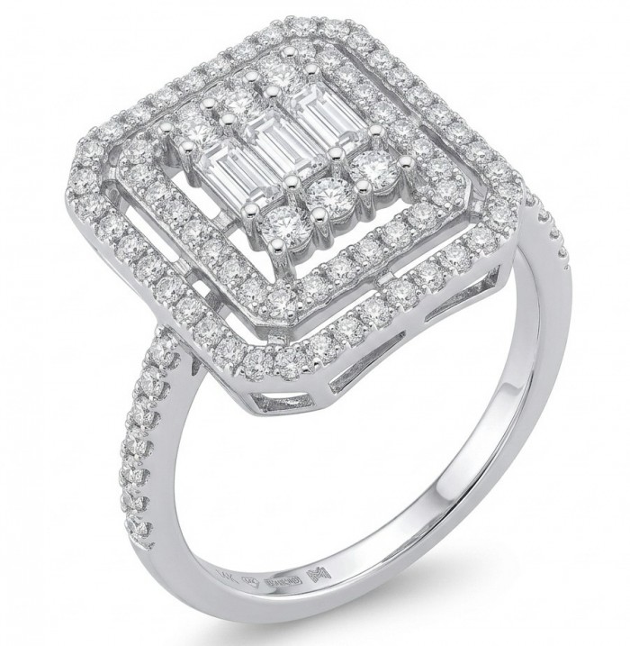 Art Deco 8.6 ctw White TOPAZ .925 Sterling Silver handcrafted Statement Ring size 7
