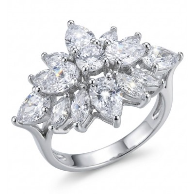 Polar Star - 14.7 carat White Topaz .925 Sterling Silver handcrafted Soild ring size 8