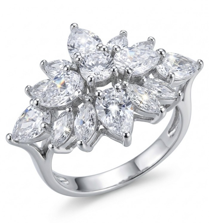 Polar Star - 14.7 carat White Topaz .925 Sterling Silver handcrafted Soild ring size 8