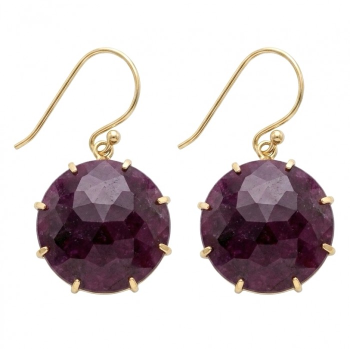 Giovanna Natural 12.4 carat Kasmir Ruby 18K Gold over .925 Sterling Silver handcrafted Statement earrings