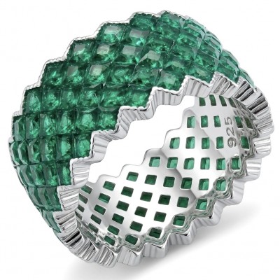 Eliza - authentic 8.7 carat Emerald .925 Sterling Silver Eternity Ring size 6 1/2