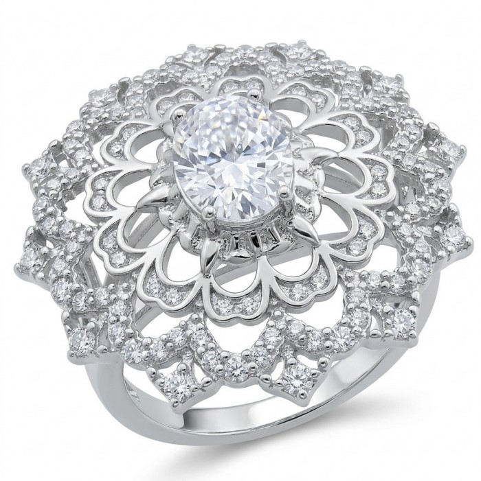 Luxurious - 6.2 carat White Topaz Sterling Silver handcrafted ring size 7 1/4