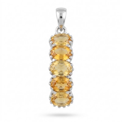 Authentic 8.5 carat Brazilian Citrine rhodium over .925 Sterling Silver handcrafted Statement Pendant