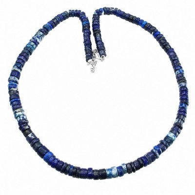 Boho Style 55.2 carat Lapis Lazuli .925 Sterling Silver handmade necklace