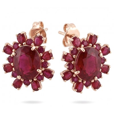 Giovanna - Magnificent Jewel 8.5 carat Mozambique Ruby 22K Rose Gold over .925 Sterling Silver handcrafted incredible earrings