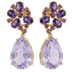 Lavender Beauty authentic 11.2 carat Amethyst 22K Gold over .925 Sterling Silver handcrafted earrings