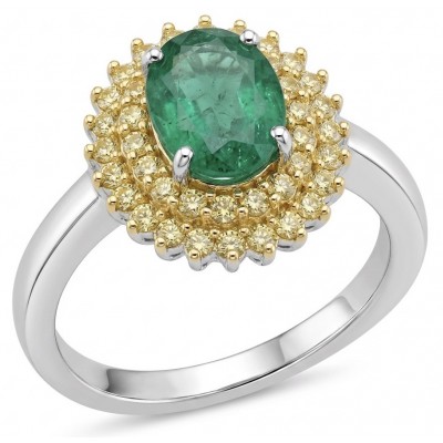 Precious 3.2 CARAT Colombian Emerald 18K Gold over .925 Sterling Silver Statement Ring s. 7