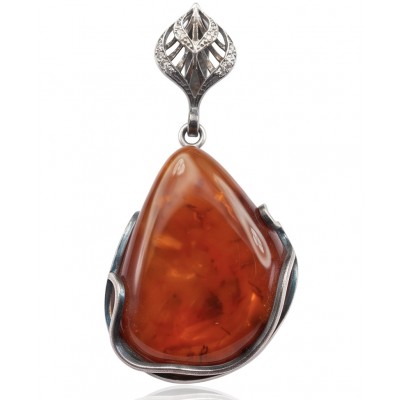 Prehistoric Authentic Golden Baltic Amber .925 Sterling Silver beautifully handcrafted Pendant