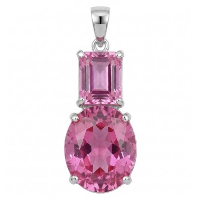 Incredible pear cut 14.8 carat Bubblegum Pink Sapphire .925 Sterling Silver handcrafted pendant