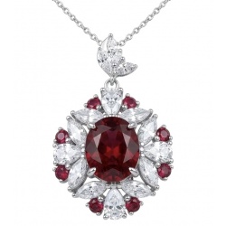 Luxurious 10.9 carat natural Mozambique Ruby .925 Sterling Silver .925 Sterling Silver Statement Necklace
