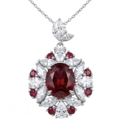 Luxurious 10.9 carat natural Mozambique Ruby .925 Sterling Silver .925 Sterling Silver Statement Necklace