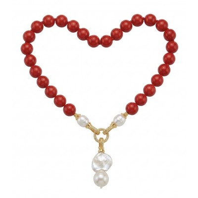 Konstancia Sublime natural Red Fossilized Coral Sterling Silver handmade Necklace