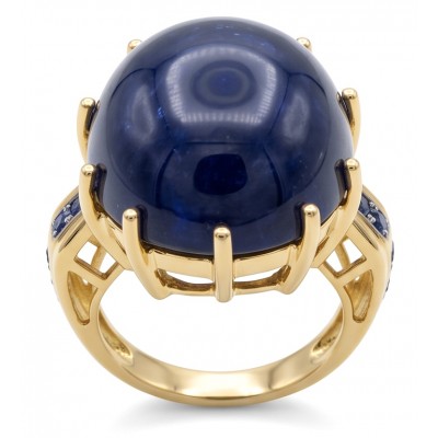 Blue Angel Genuine 34.5 carat Star Sapphire from Madagascar .925 Sterling Silver dipped in 18k Gold handcrafted Ring size 7