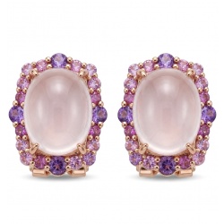 The Love Stone - Authentic 8.9 carat Rose Quartz .925 Sterling Silver luxuriously dipped in 22K Rose Gold handmade earrings