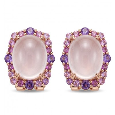 The Love Stone - Authentic 8.9 carat Rose Quartz .925 Sterling Silver luxuriously dipped in 22K Rose Gold handmade earrings