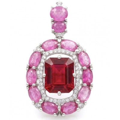 Giovanna 14.2 carat authentic Mozambique Ruby .925 Sterling Silver handmade Pendant