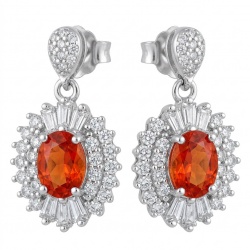 Valentina 2.5 carat Padparadscha Orange Sapphire .925 Sterling Silver handcrafted earrings