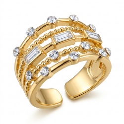 Luxurious 3.8 carat White Topaz Gold over .925 Sterling Silver handcrafted Statement Ring size 7 1/2