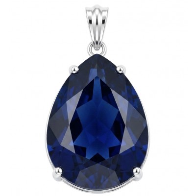 Emma 17.5 carat London Blue Topaz .925 Sterling Silver handmade Statement Pendant