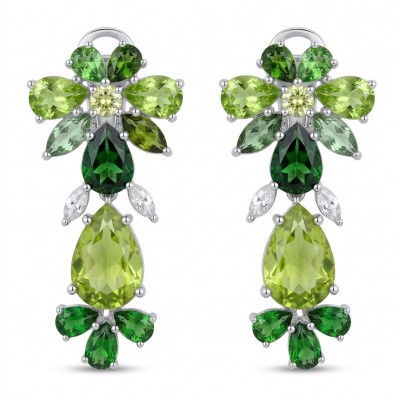 Alessia authentic 18.9 carat Brazilian Peridot .925 Sterling Silver handmade Statement earrings