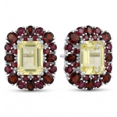 Victoria Authentic 10.5 carat Brazilian Citrine .925 Sterling Silver brilliantly dipped in rhodium handcrafted Statement earrings