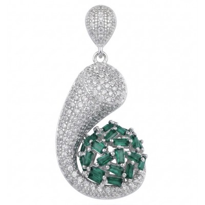 Heirloom Genuine 8.5 carat Emerald .925 Sterling Silver dipped in rhodium handmade Pendant