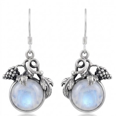 Moonlight Authentic 11.2 carat Fire Moonstone .925 Sterling Silver handmade Satement earrings